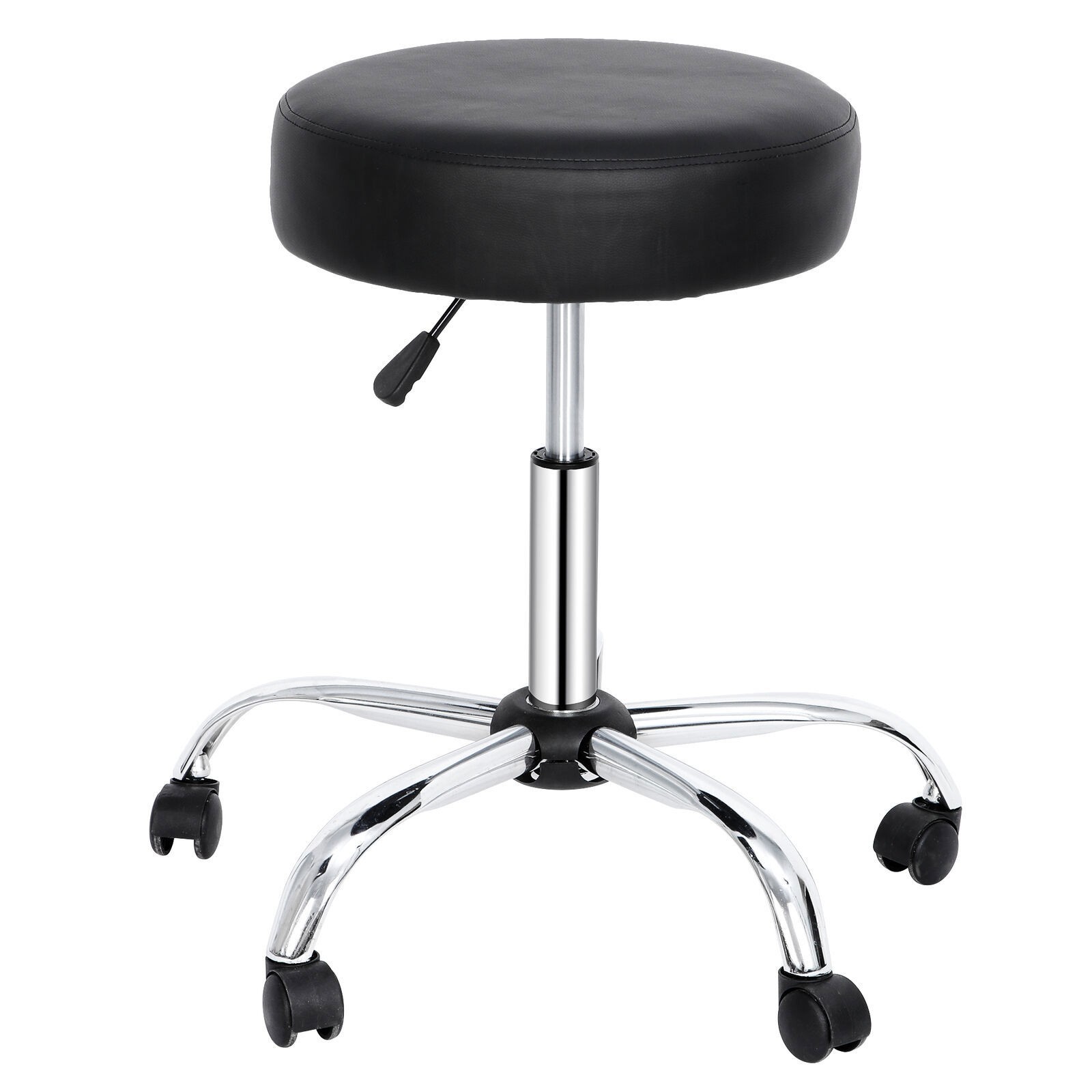 Durable Drafting Spa Bar Rolling Stool w/Wheels Black Multi-Purpose Adjustable