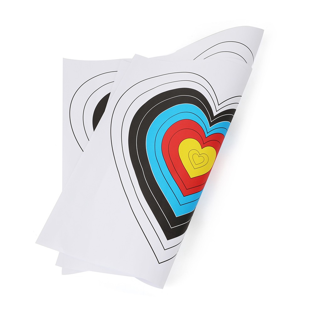 Archery Target Paper Heart Shaped 40x40cm Durable Bow Arrow Shooting Practice