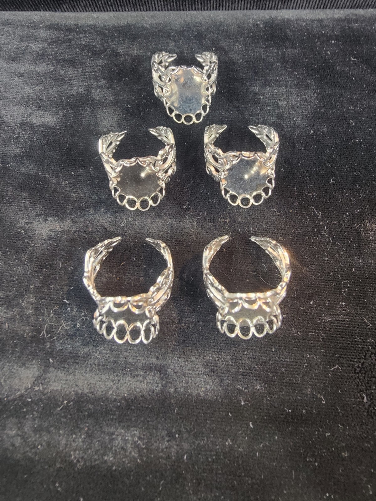 5 PCS 13x18mm Ring Setting Silver Color Plated New