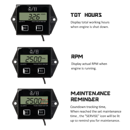 Motorcycle LCD Digital Display Speed Time Motorboat Engine Electronic Tachometer