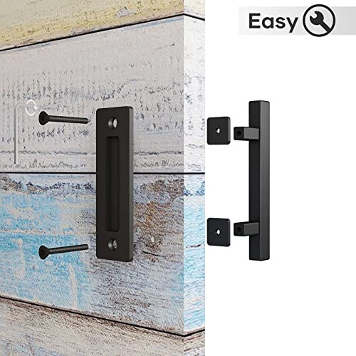Pack 10" Sliding Barn Door Pull Handle with Flush Hardware, Double Sided, 2