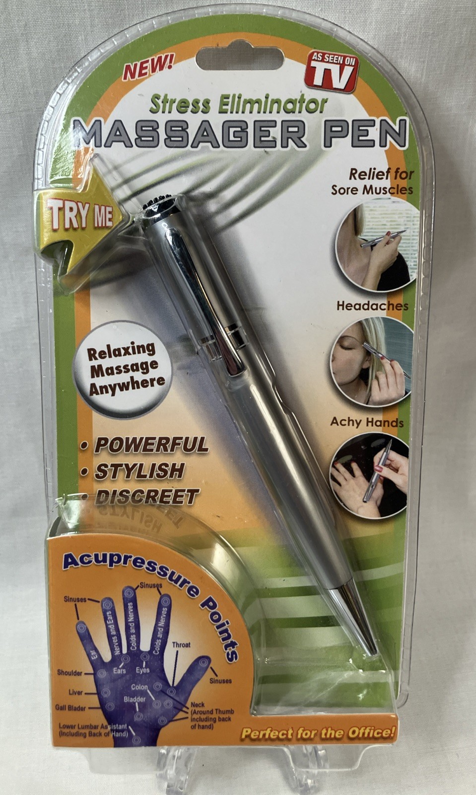 Stress Eliminator Massager Pen By Zoom New As Seen On TV Massages Vibrates Write
