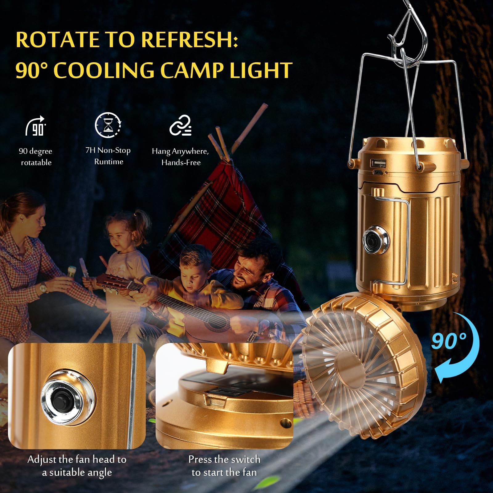 Camping Light Set, Headlamp with Motion Sensor & Solar Camping Fan Lantern, 2...
