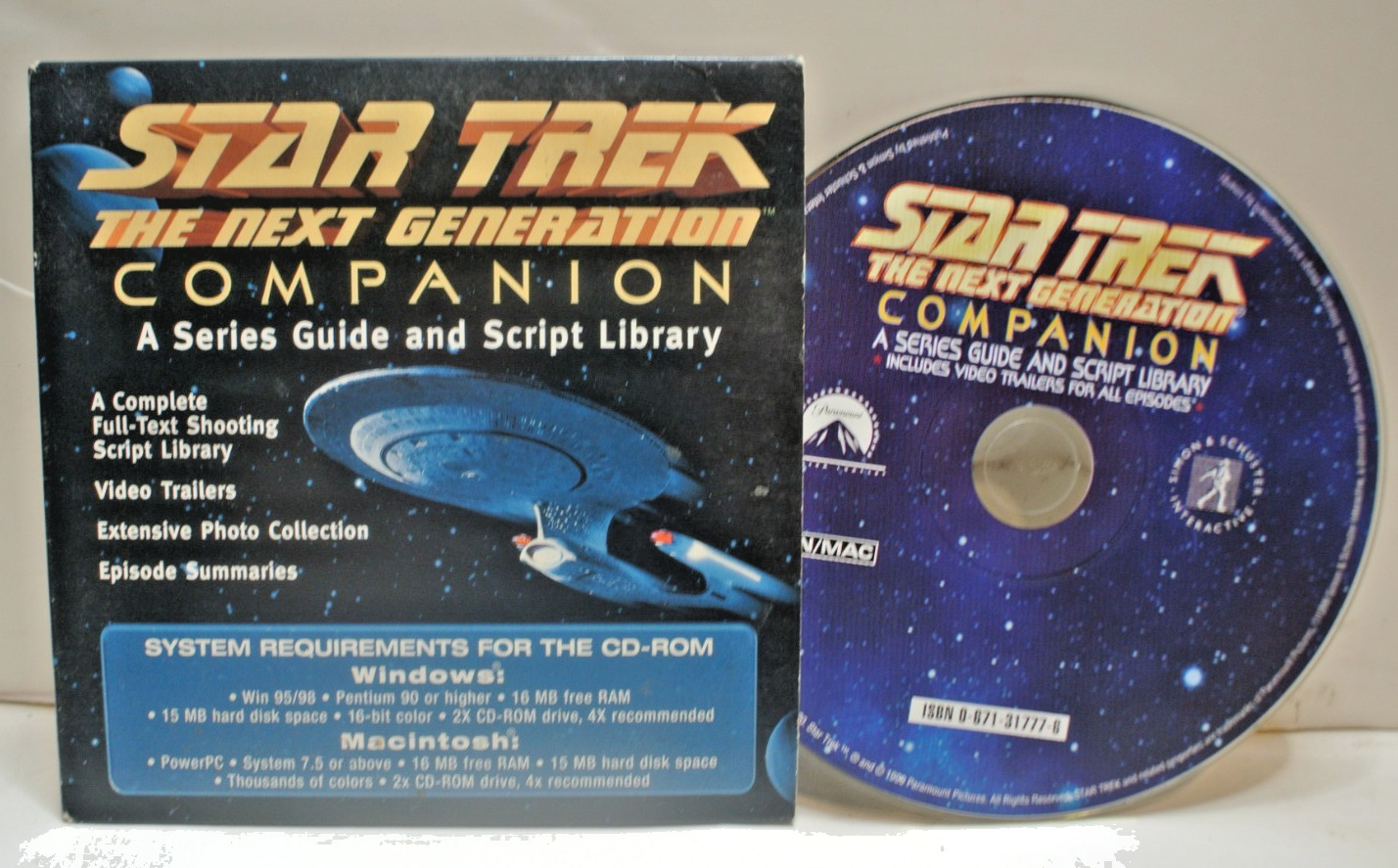 Star Trek The Next Generation Companion 1999 CD-ROM Series Guide Script Library