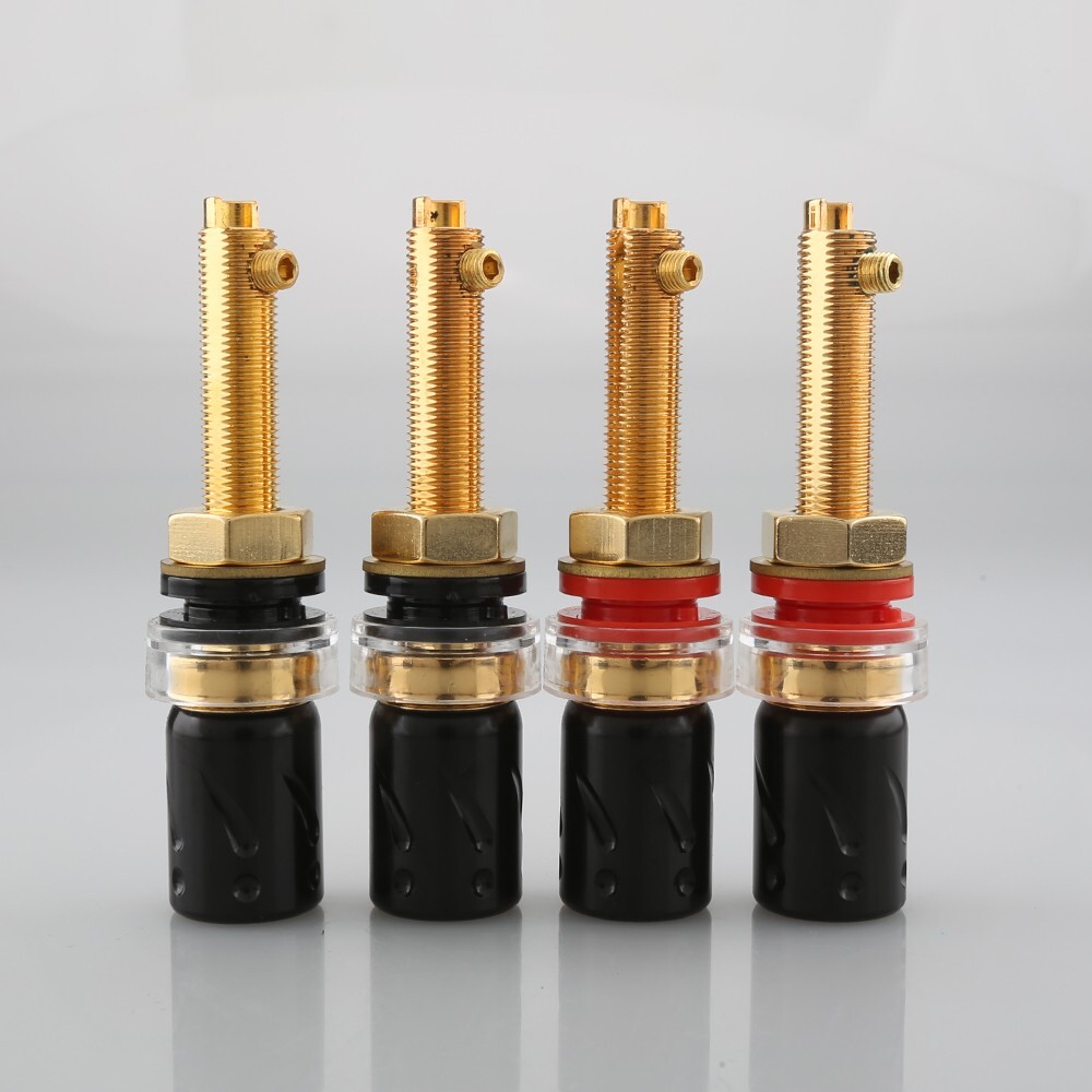 4X Viborg BP613G Pure Copper Gold Plated Long Binding post HIFI Speaker Terminal
