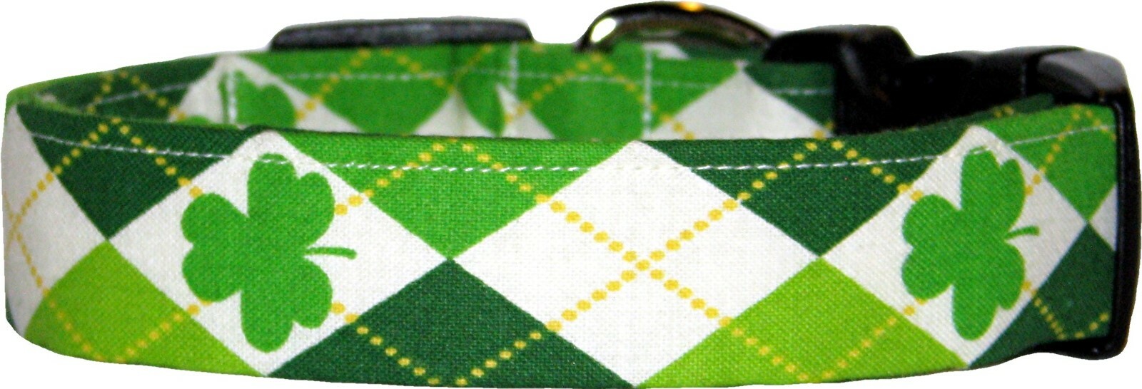 White Argyle Shamrocks St. Patrick's Day Handmade Dog Collar