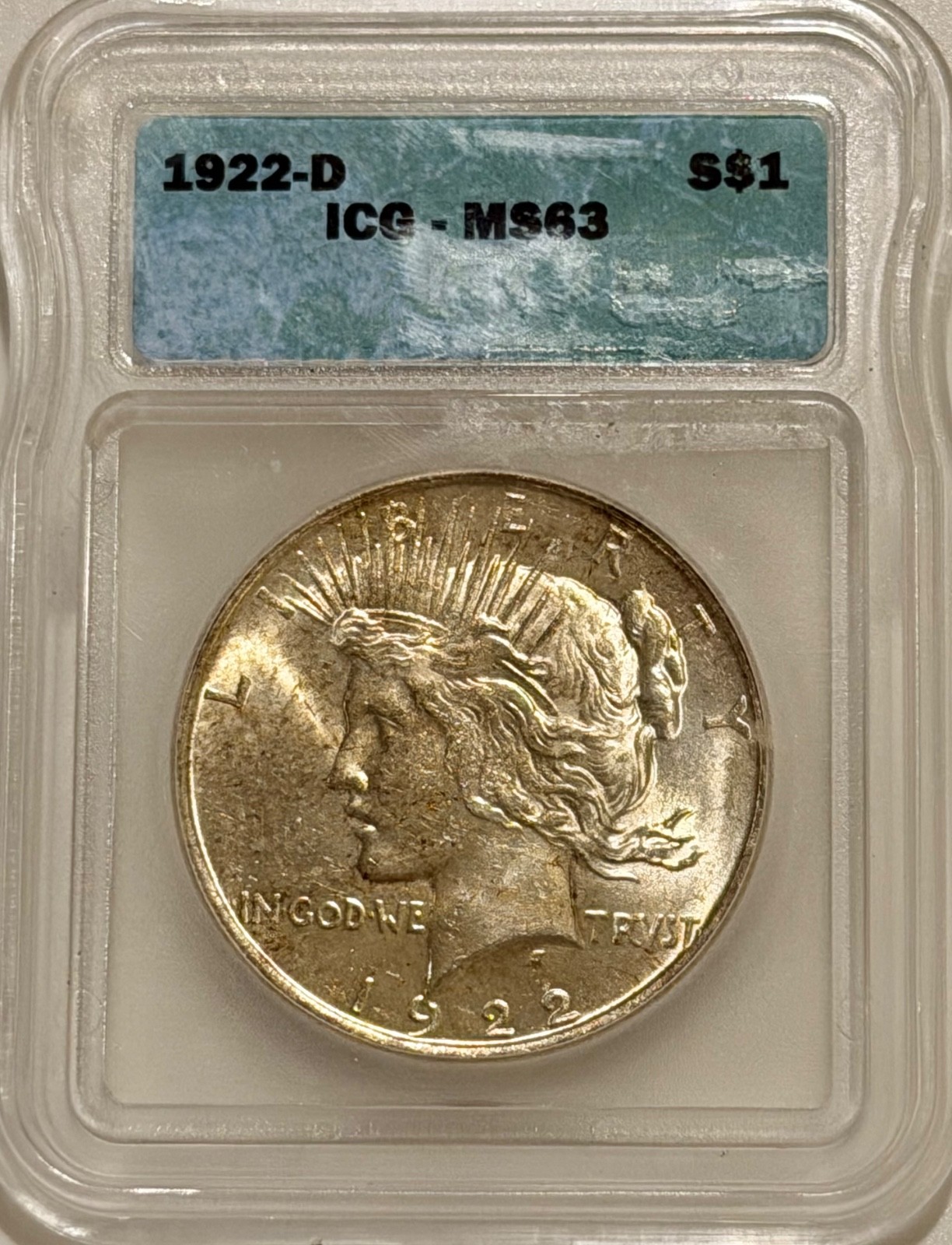 1922 D Peace Silver Dollar ICG MS63 Better Date Peace