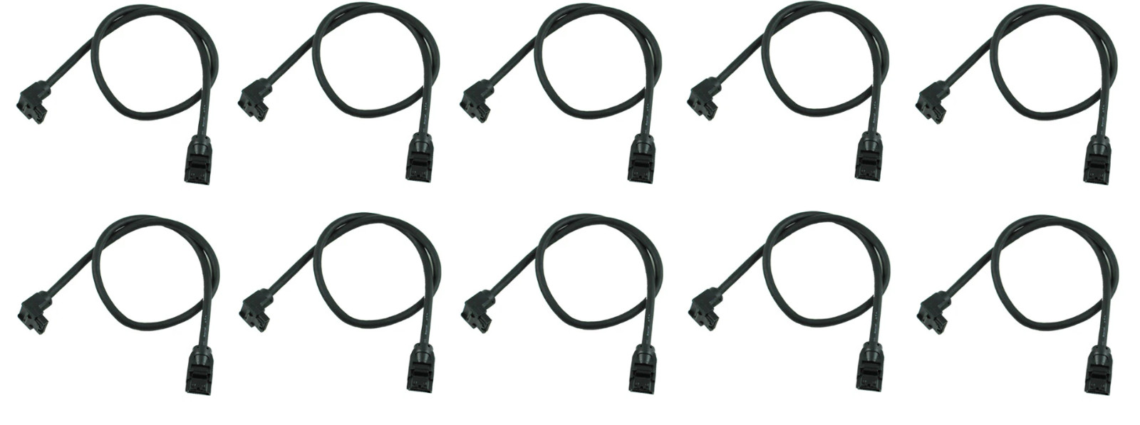 10" Inch Black SATA 3 III Round SSD/HDD Data Cable Straight to Rt Angle 10-Pack