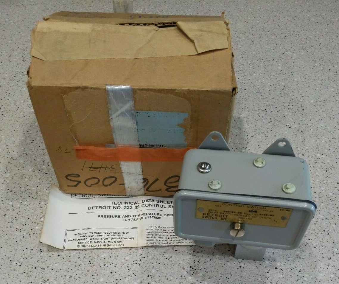 *NEW* DETROIT SWITCH 222-32 NH 2 CONTROL SWITCH  2223103  NAVY SURPLUS