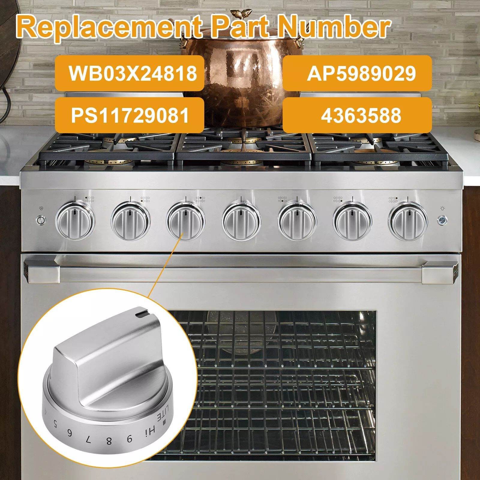 Easy Installation 5PCS Control Knob for GE Gas Range Stove Replacement Part
