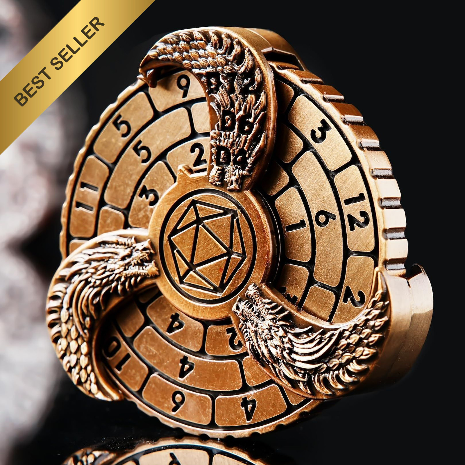 Metal 7-in-1 Spinner DND Dice Set Gold Compass Dungeons and Dragons Table Game