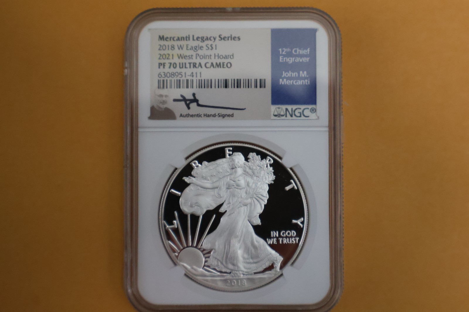 2018-W American Silver Eagle NGC PF70 JOHN MERCANTI 2021 HOARD