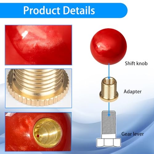 Round Ball Shift Knob Marble Style Universal Gear Shift Knob with 3 Red