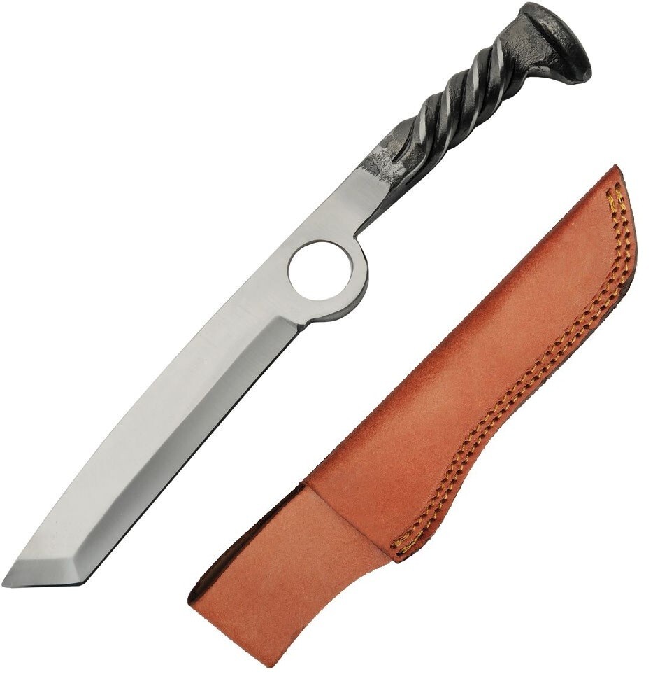 Railroad Fixed Knife 6.5" Satin Finish Tanto Blade Carbon Steel Construction
