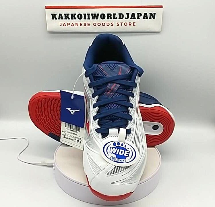 Mizuno Table Tennis Shoes WAVE MEDAL 7 WIDE White/Blue/Navy 81GA241501 2024 NEW
