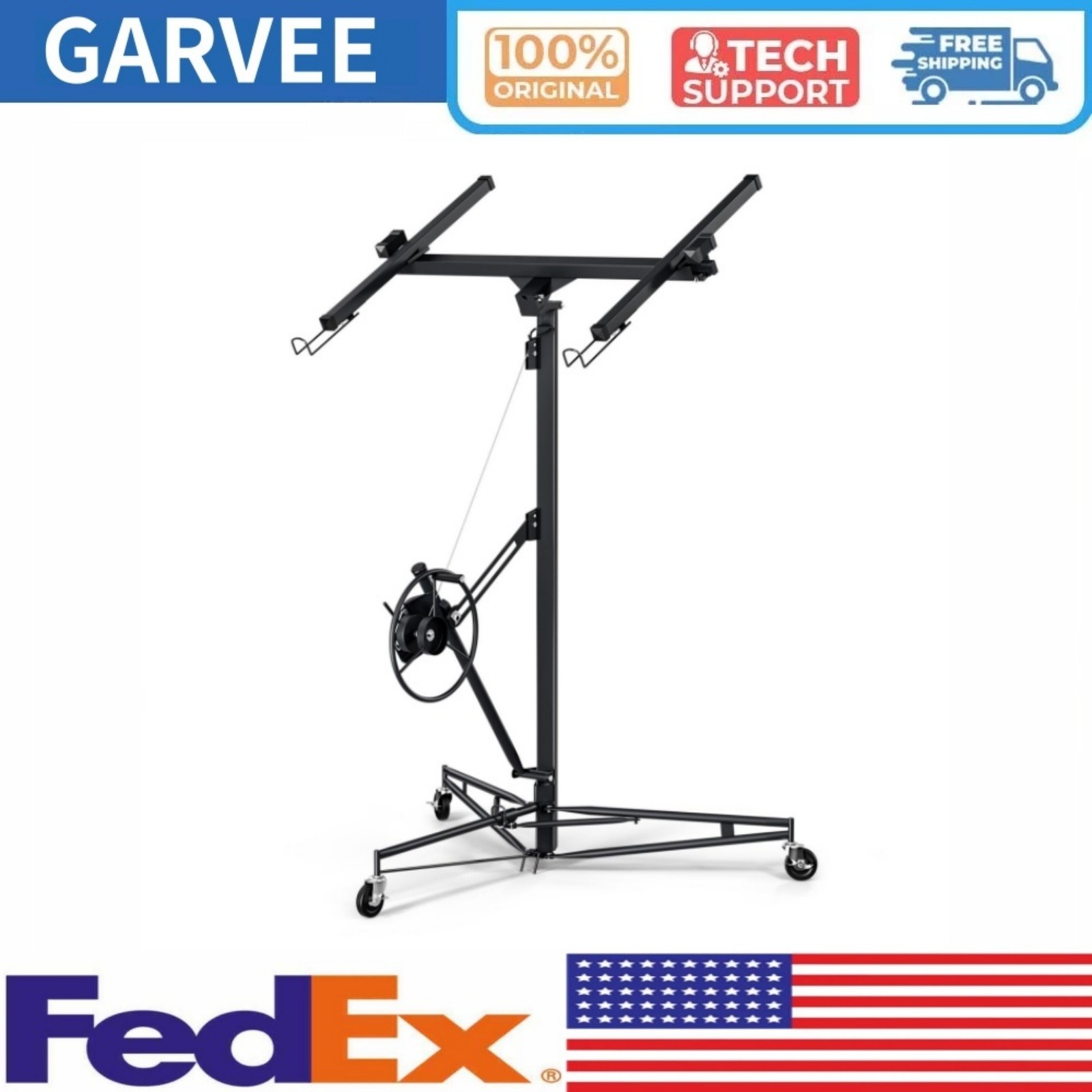 🔥11 ft Drywall Lift Panel Hoist Jack with 360° Adjustable Telescopic Arm 150 LB