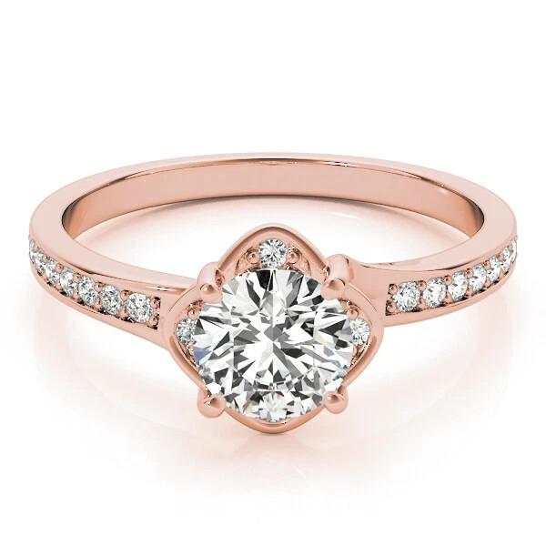Round Cut Lab-Created 1.35 Ct VVS1 Diamond Engagement Ring 14K Rose Gold Finish