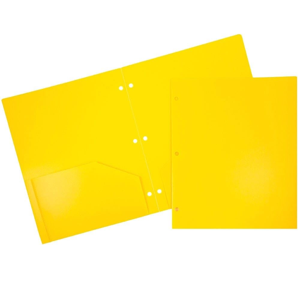 JAM PAPER Heavy Duty Plastic 3 Hole Punch Pocket Folders Extra Tough School