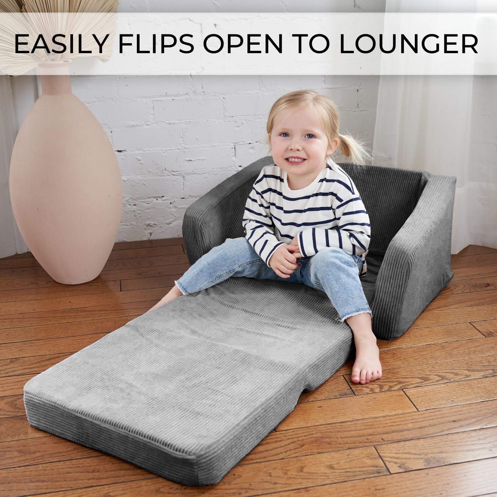 ZICOTO Comfy Kids Chair for Toddler Stylish 2 in 1 Lounger Made of Memory Fo...