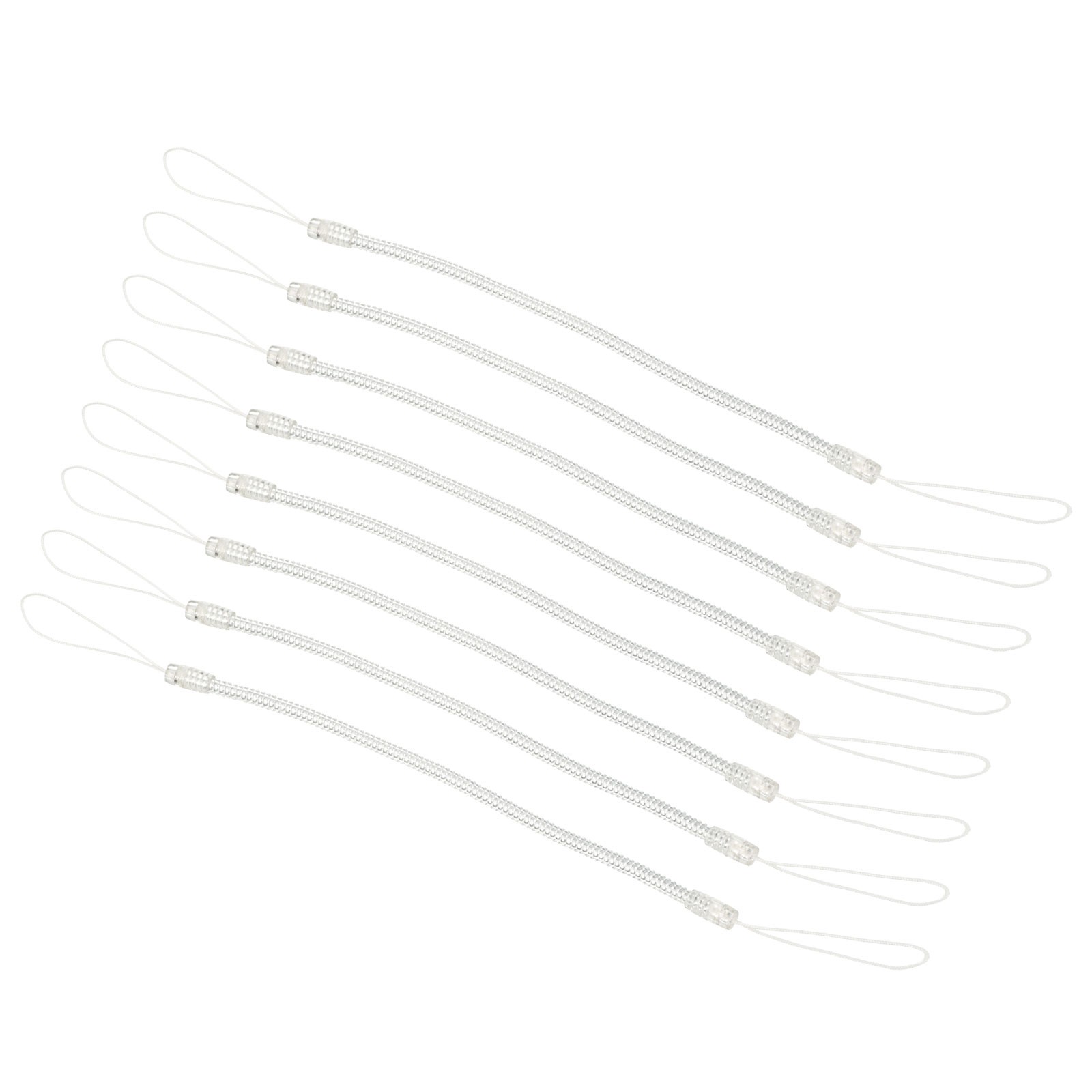 8pcs 6" Plastic Retractable Spring Coil Straps Key Holder Stylus Lanyard, Clear