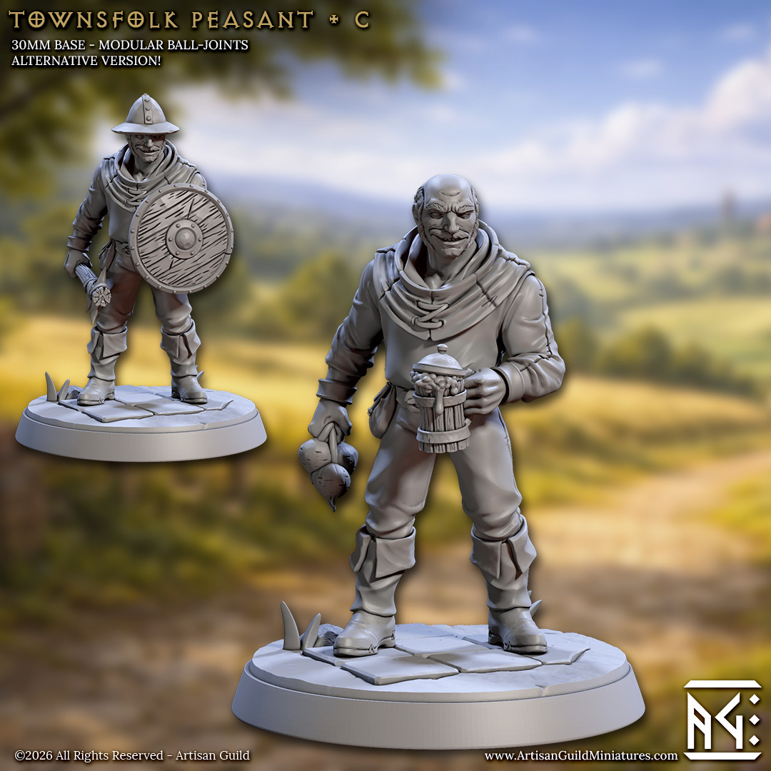 Townsfolk Peasant Drinking Guardsman - Artisan Guild - Dungeons and Dragons