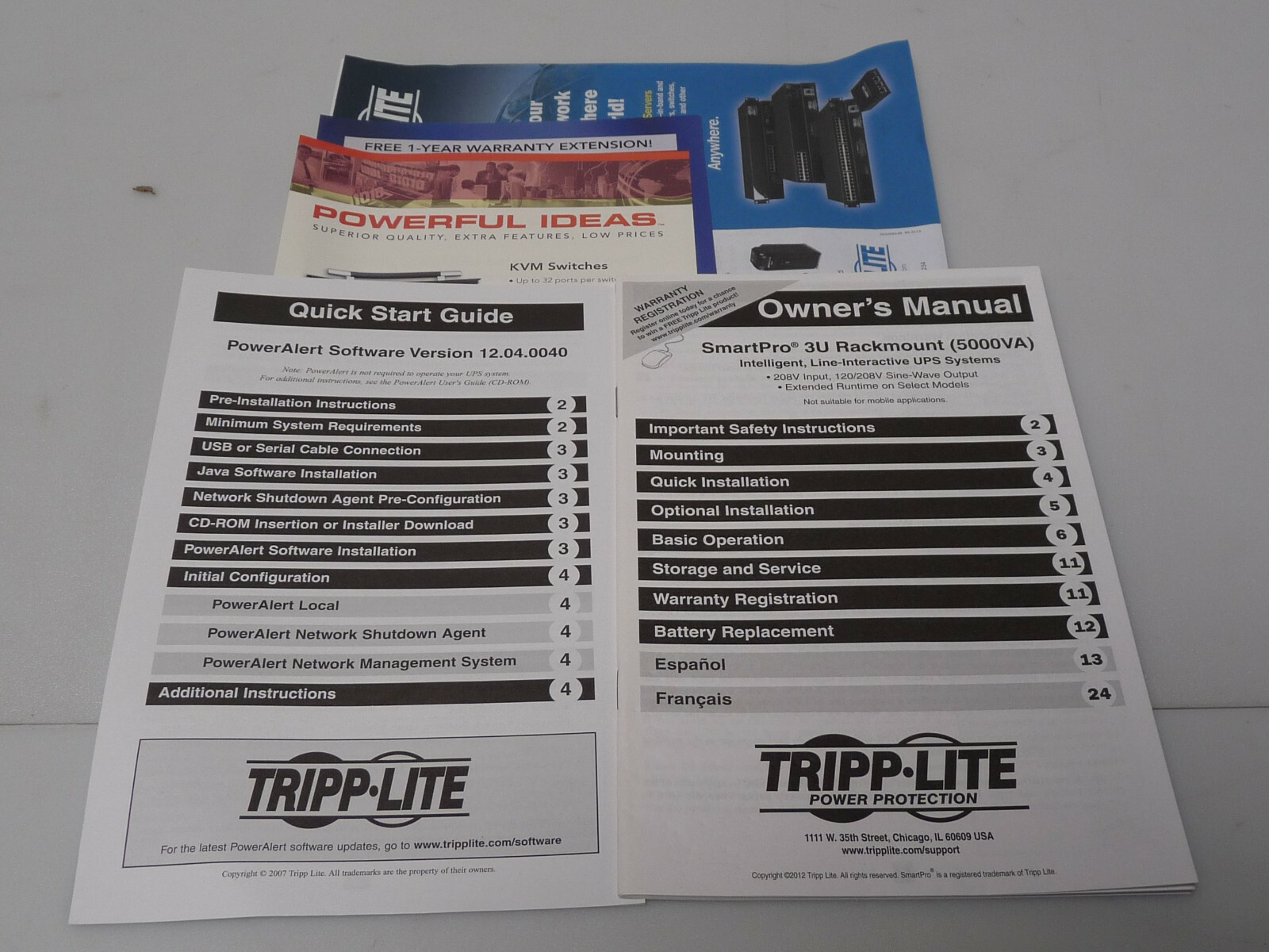 Tripp Lite 93-2459  Owners Manual FROM SMART5000XFMRXL 5kVA 3750W UPS RM 3U