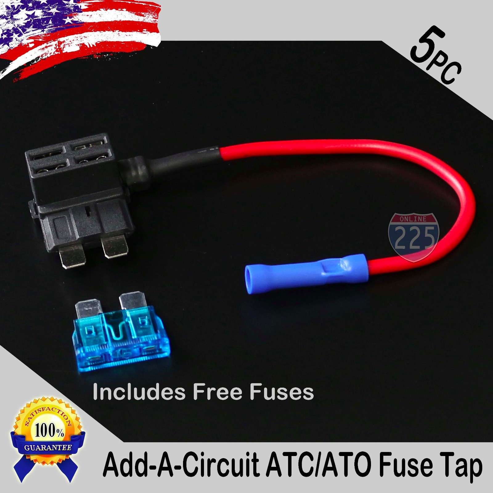 5pc 16 Gauge Copper Add-A-Circuit ATC/ATO Blade Piggy Back Style Fuse + 1A - 40A