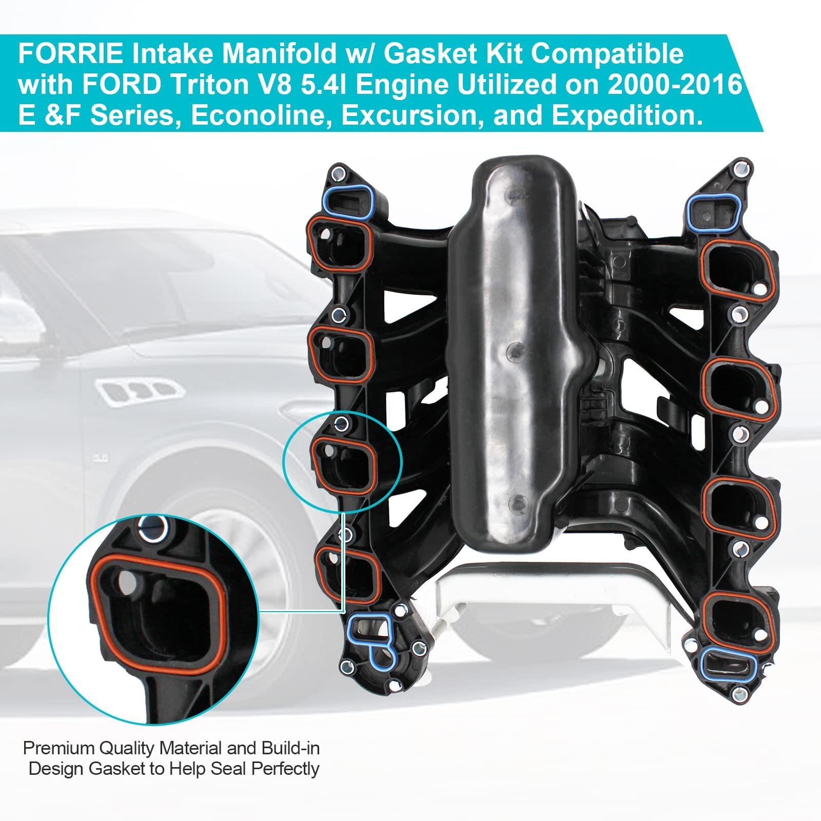 Upper Intake Manifold kit w/Gasket Compatible with 615-188, Select 5.4L Ford ...