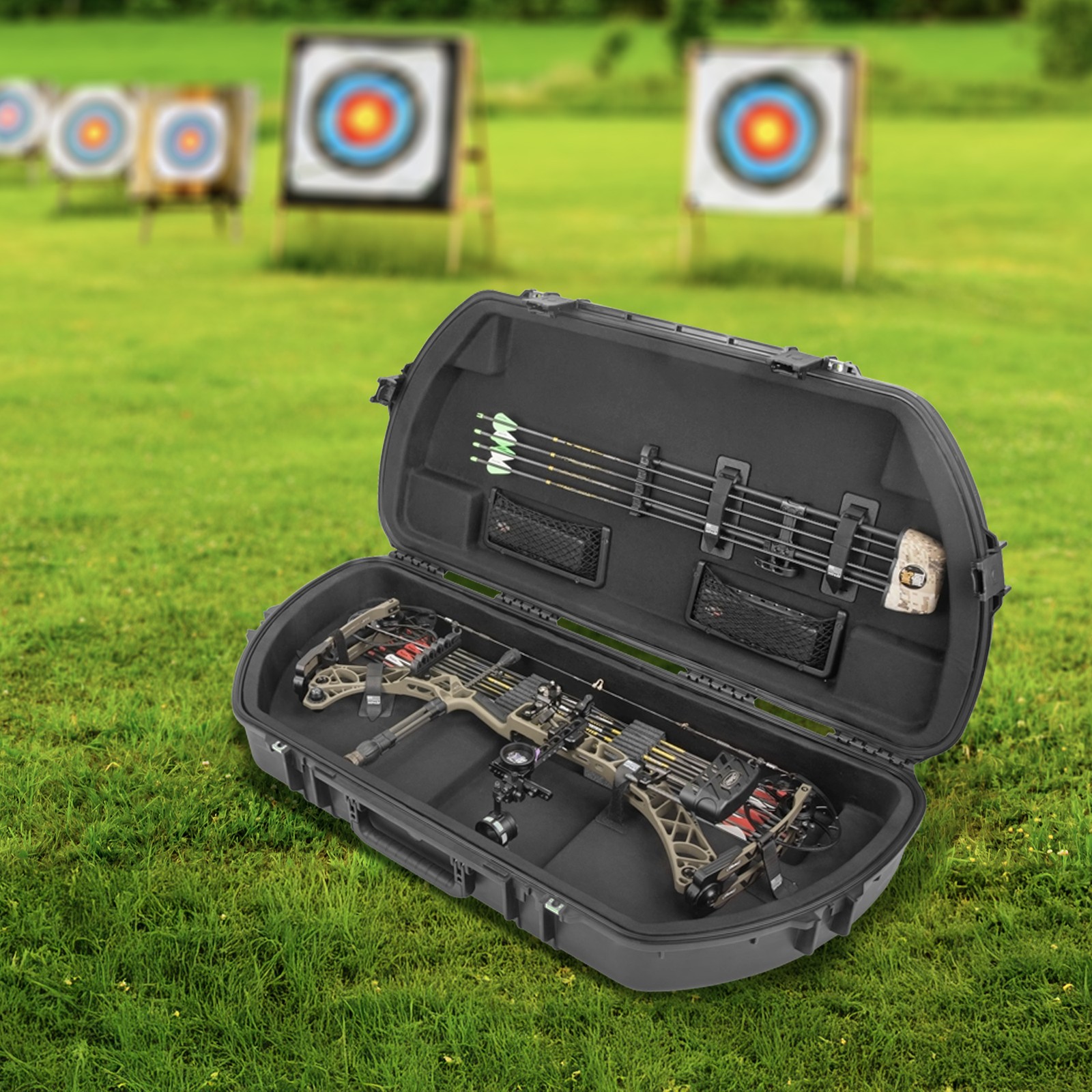 SKB Hard Protective Storage Case, Archery Bow & Arrow iSeries Shaped Case, Black