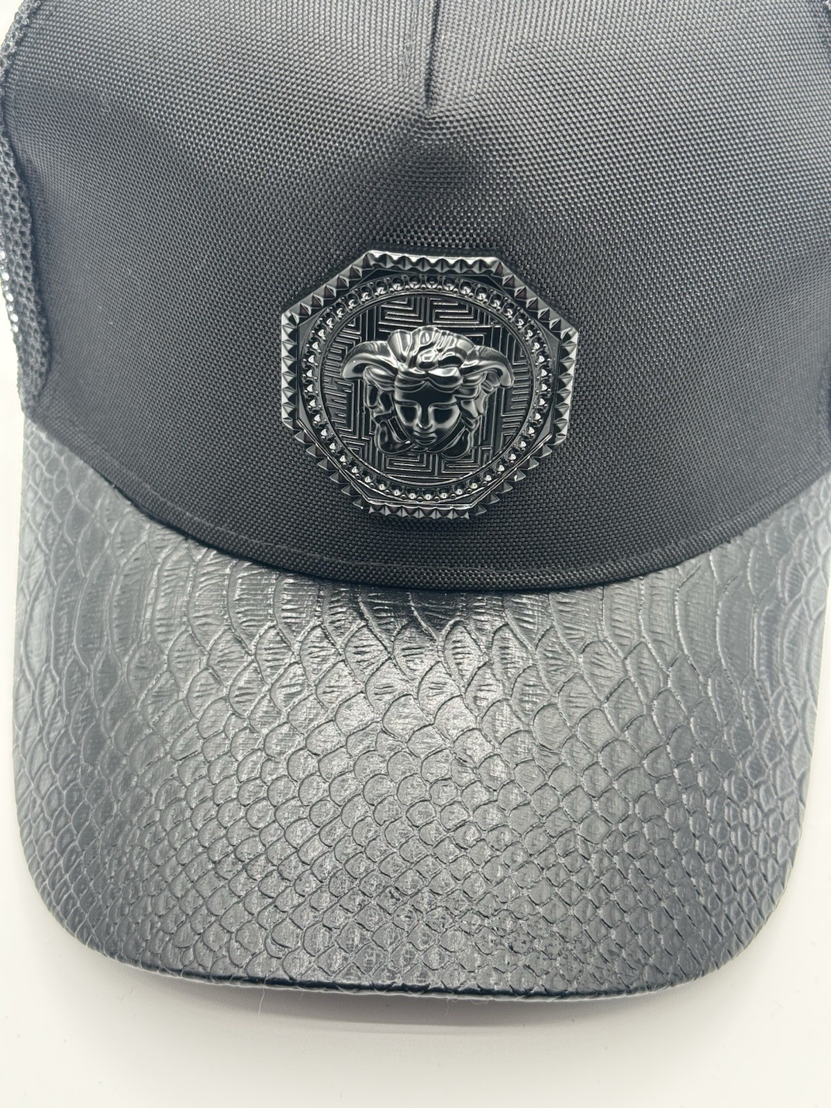 Black Medusa Snakeskin Trucker Hat