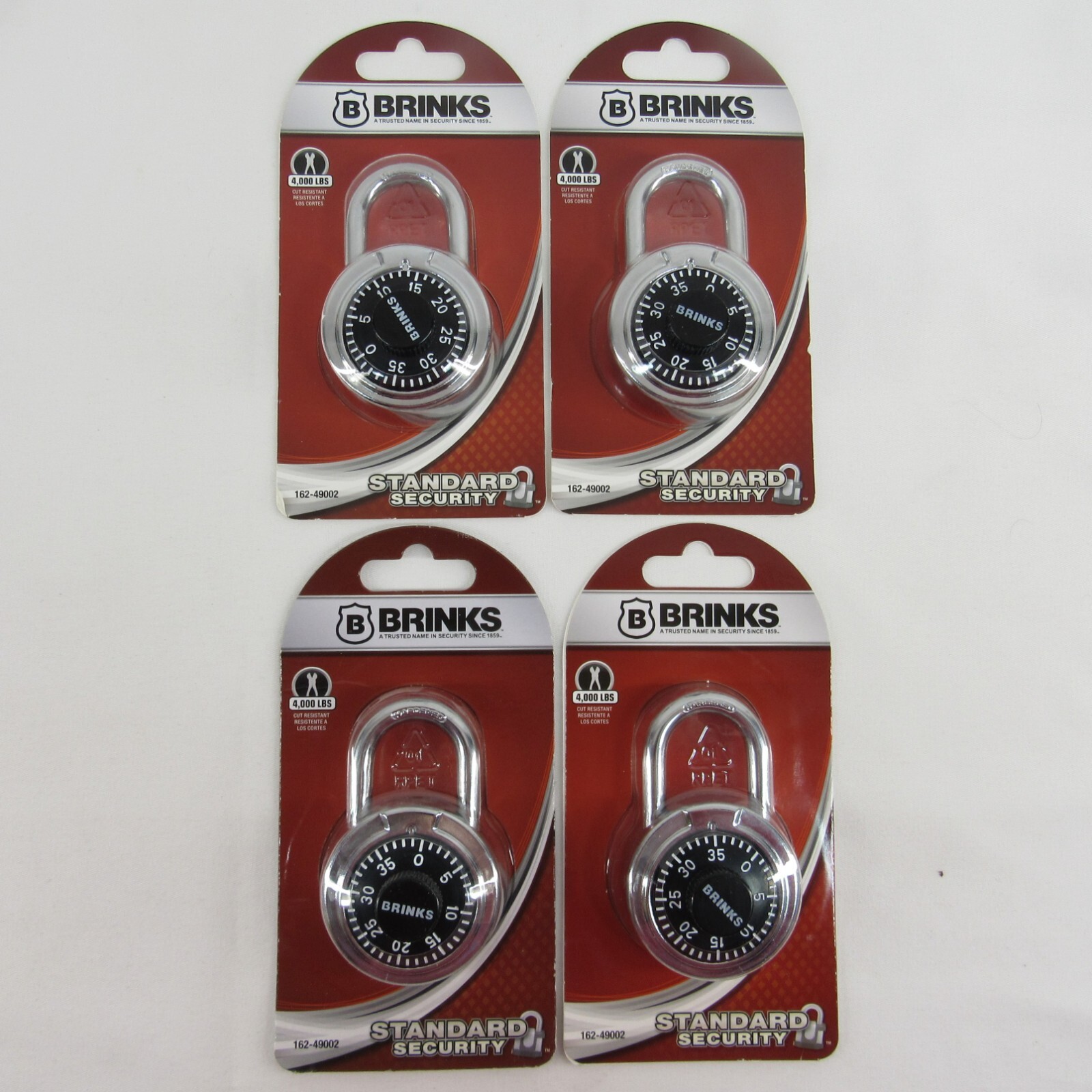 Qty. 4 Brinks Padlock Standard Security 3 Dial Combination Lock  #162-49002