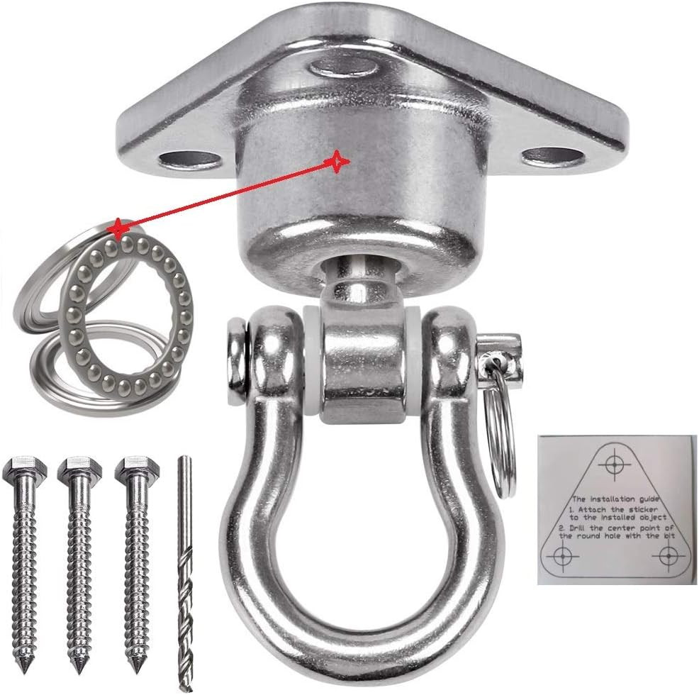Stainless Steel Hanger with Smooth Swing Bearings, Heavy Duty 180°+360° Swivel S