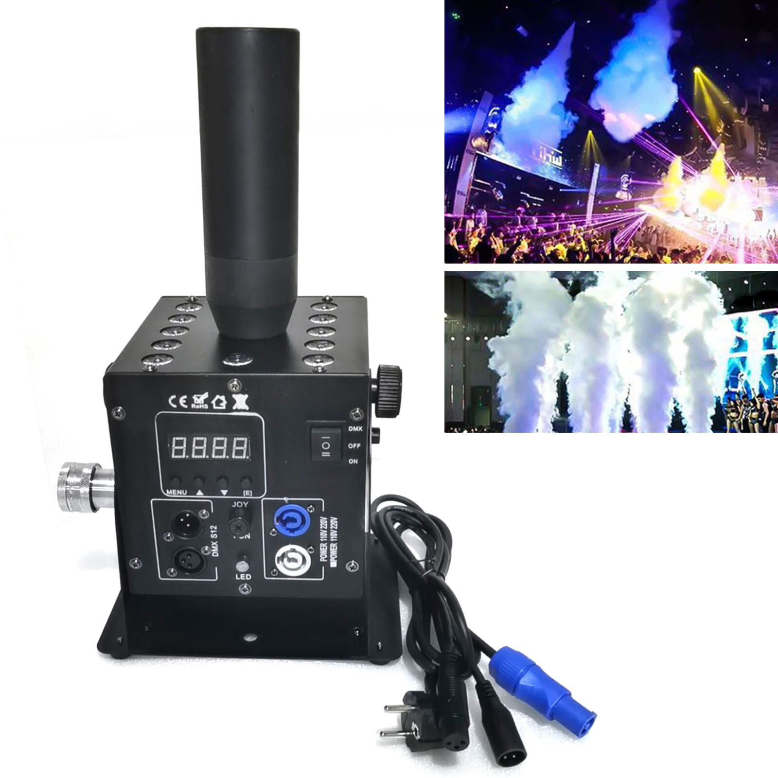 2 Pack LED CO2 Jet Smoke Machine & 6m Hose CO2 Cannon DMX Blaster DJ Disco Stag