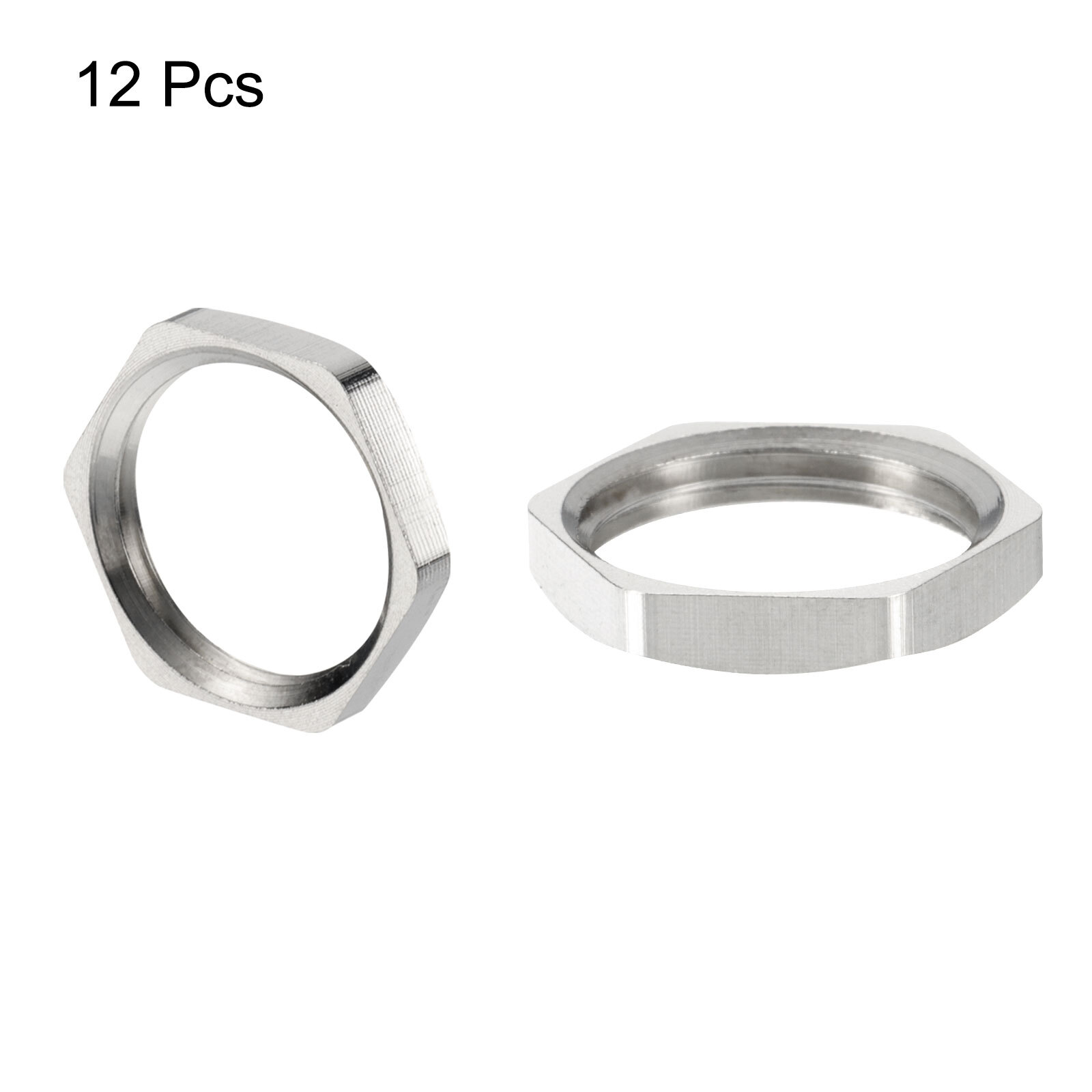 12PCS Cast Pipe Fitting Hex Locknut Nut NPT3/8" Female Thread Silver Tone