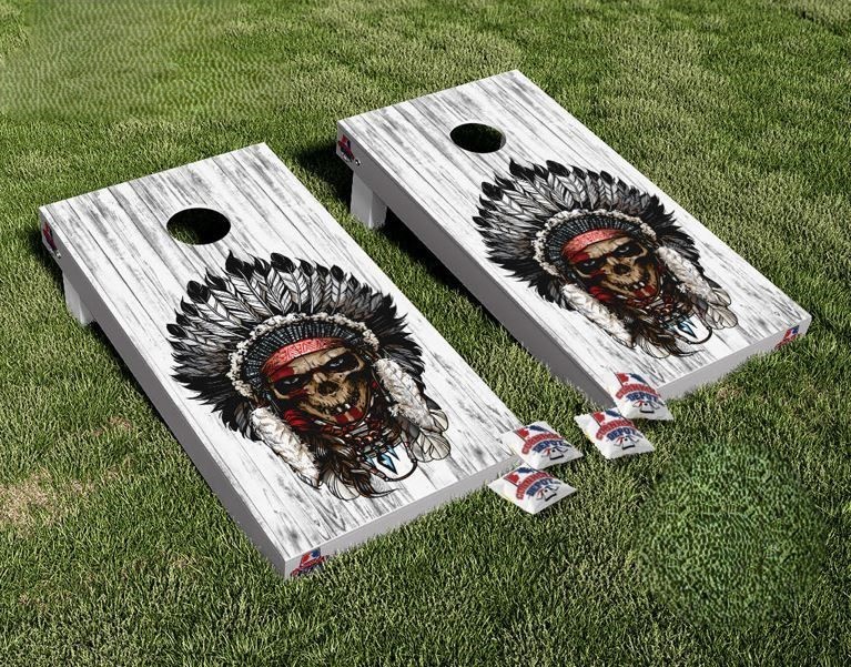Skeleton Indian Washed Cornhole Board Vinyl Wrap Skins Laminated Sticker