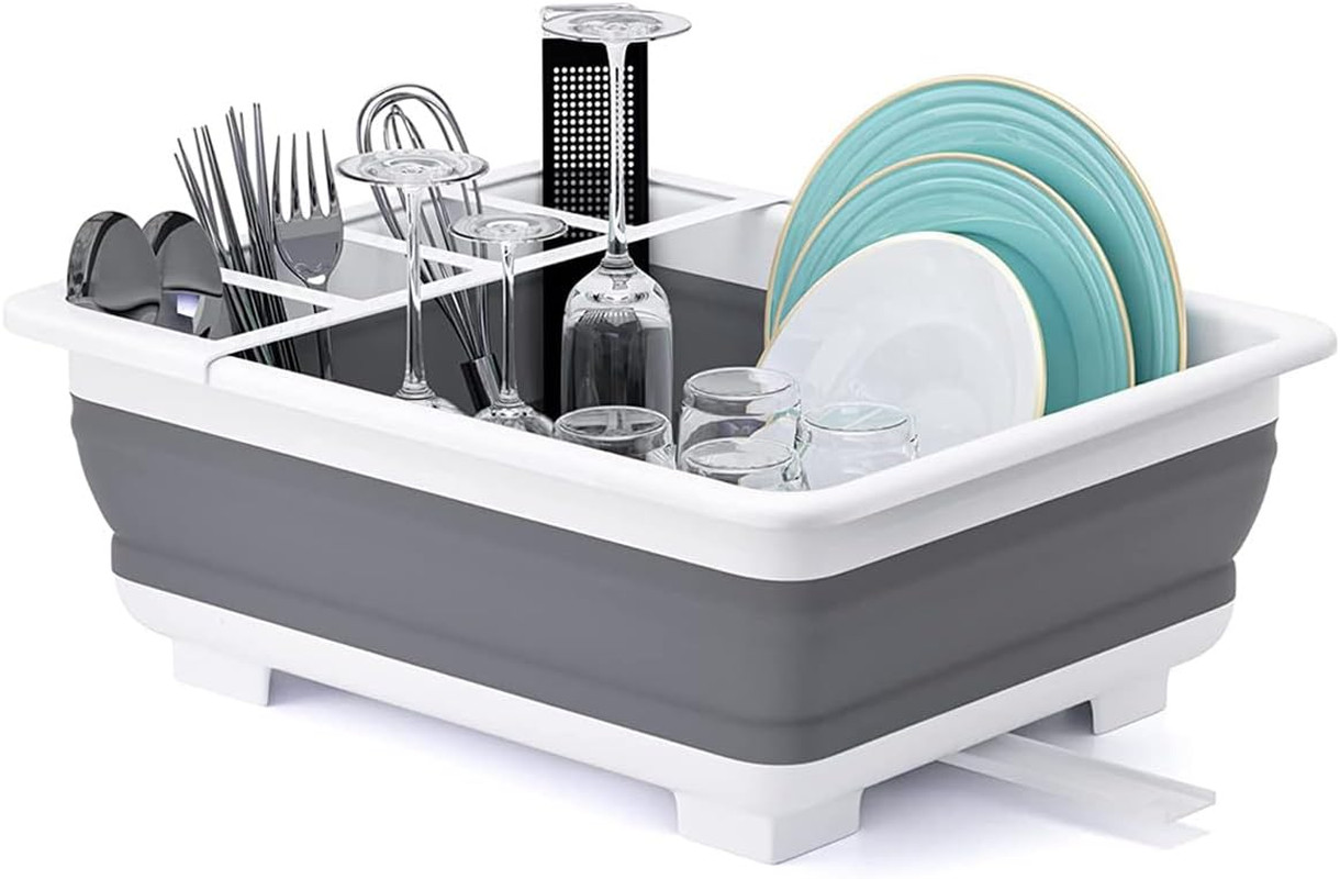 Portable Collapsible Dish Drying Rack Space Saving RV Camper Kitchen Tray