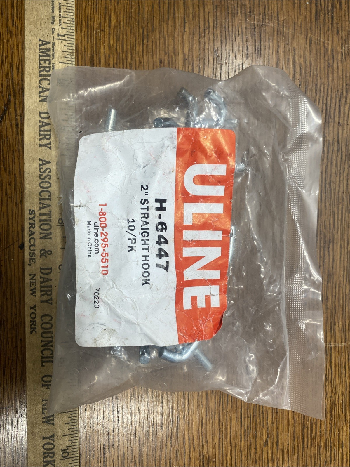 ULINE H-6447  2" STRAIGHT HOOK  New PACK OF 10