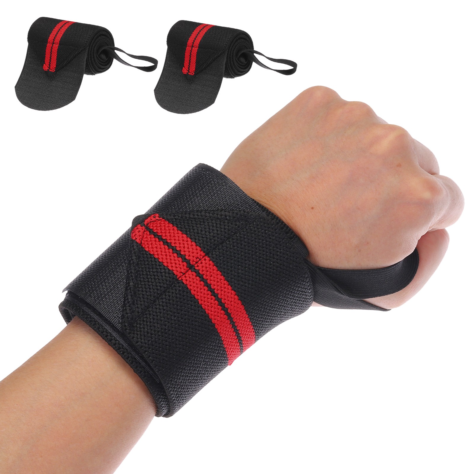 2 Pcs Wrist Brace, Lifting Wrist Wraps Gym Strap for Men Women, Deep Red