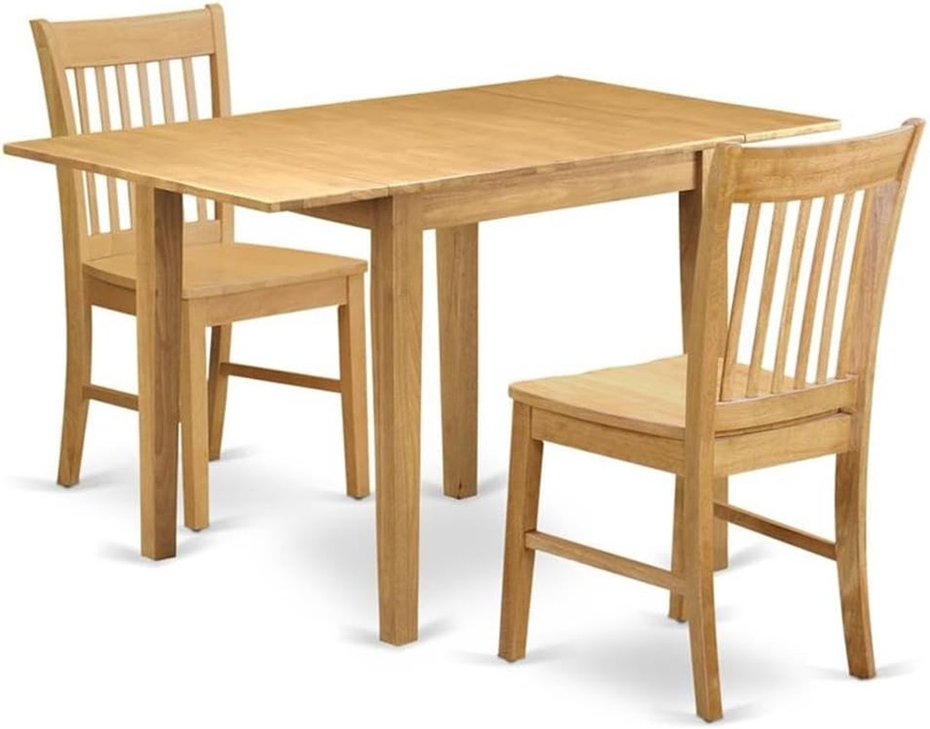 NDNO3-OAK-W 3 Piece Kitchen Table Set for Small Spaces Contains a Rectangle Dini