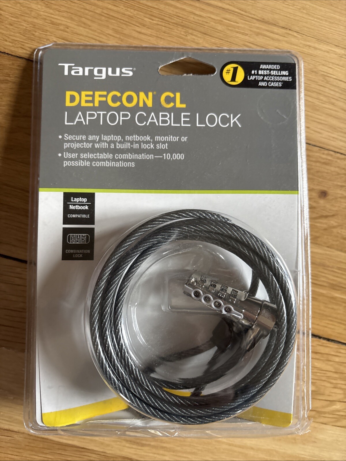 Targus DEFCON CL Laptop Computer Cable Lock - Resettable 4 Digit-Code, Galvanize