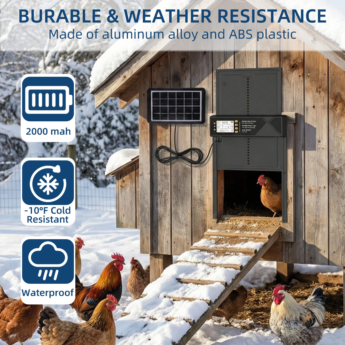 Solar Automatic Chicken Coop Door Opener with Timer Light Sensor Remote Control