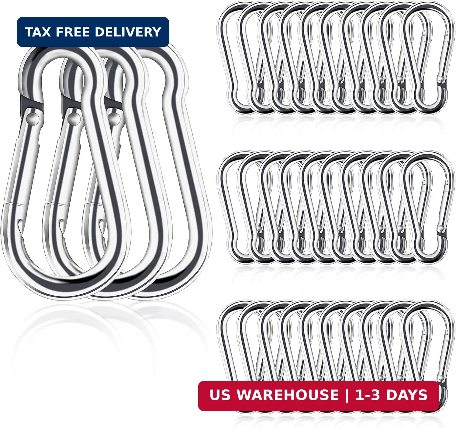 Small Carabiner Clip, 30pcs 1.57inch Mini Carabiners Clips, M4 Stainless Steel S
