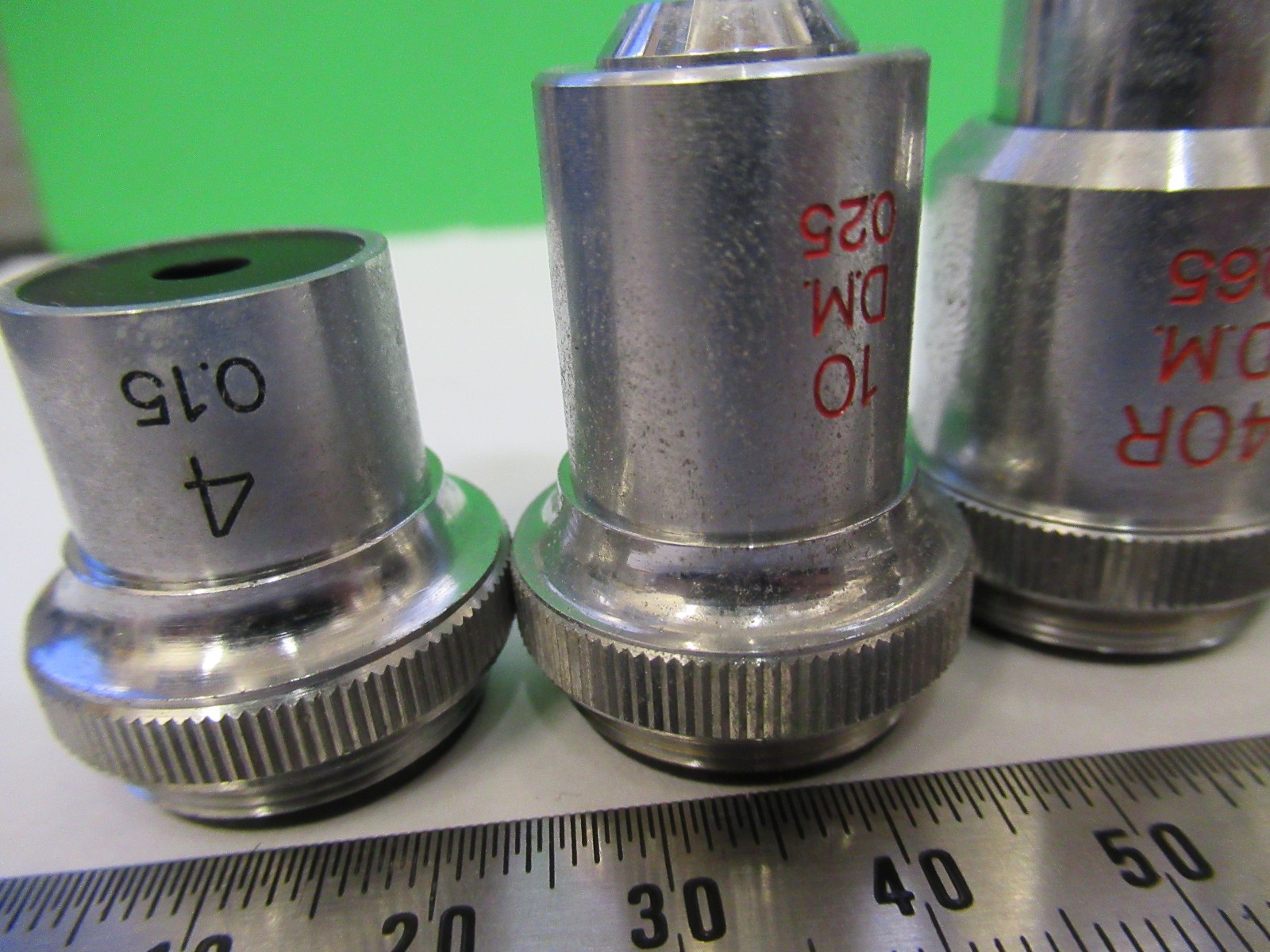 UNITRON JAPAN LOT OBJECTIVES 4 PIECES MICROSCOPE PART AS PICTURED U8-A-35