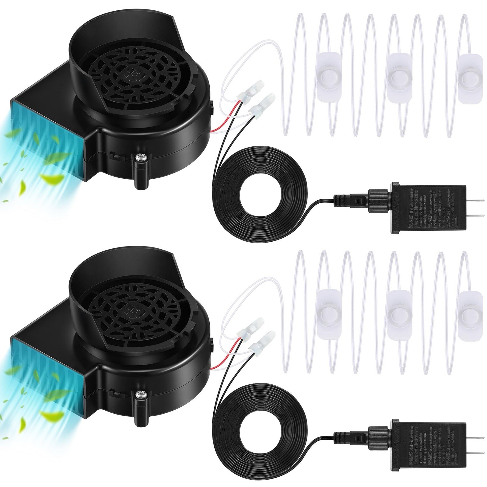 Hiboom 2 Pack Inflatable Fan Blower 12V .5A Each With 3 LED Lights Replacement