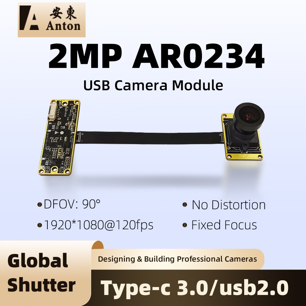 120FPS Global Shutter USB Camera Module 2MP 1080P AR0234 90° FF Fixed Focus NEW