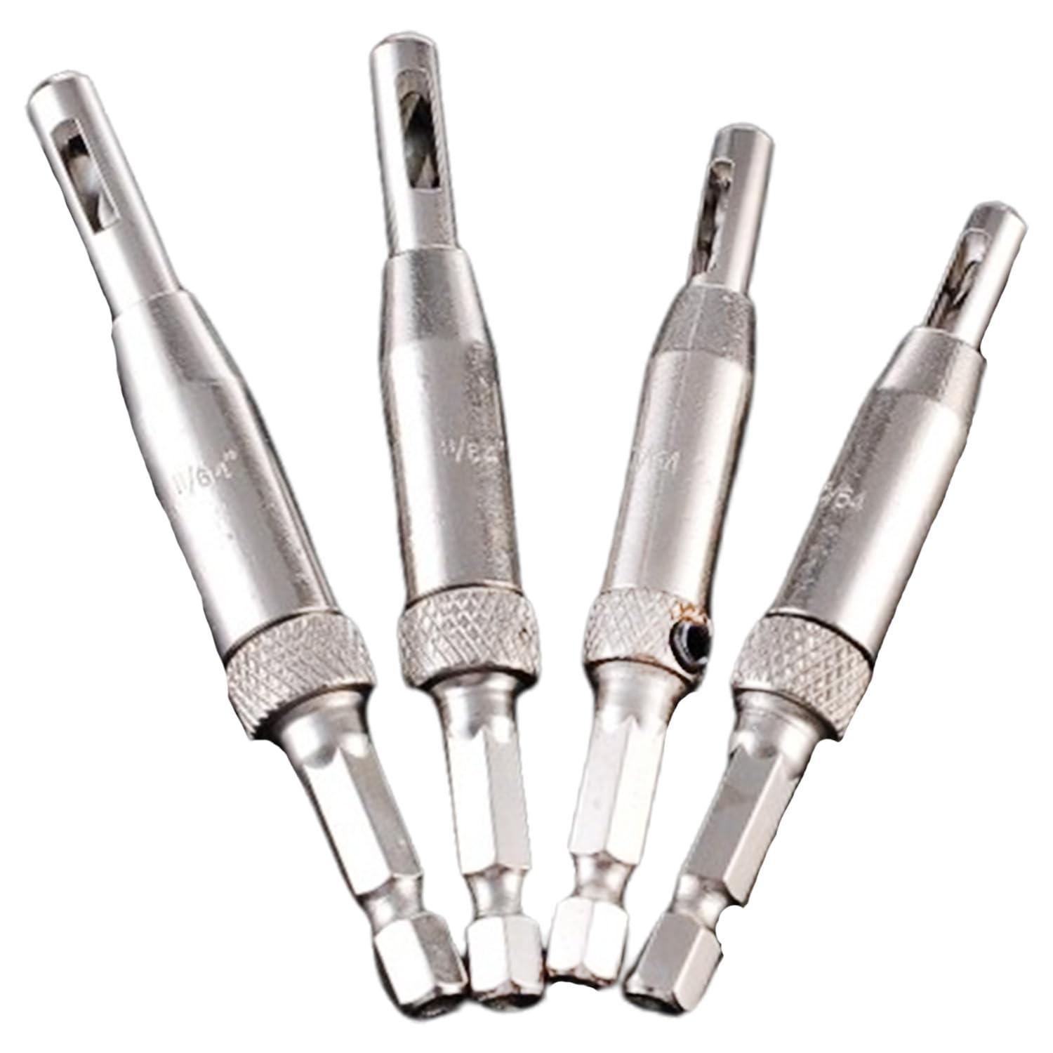 Self Centering Hinge Tapper Core Drill Bit Set 4 Pcs 1/4inch Quick Change Hex