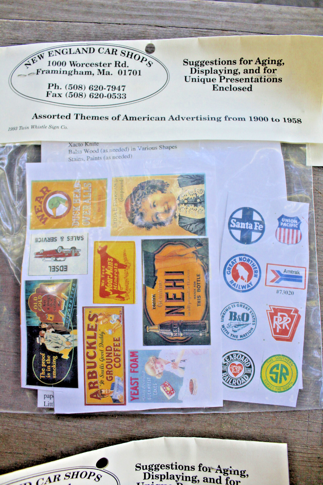 9 Packs of Vintage Little Ads Posters & Billboards for O Scale