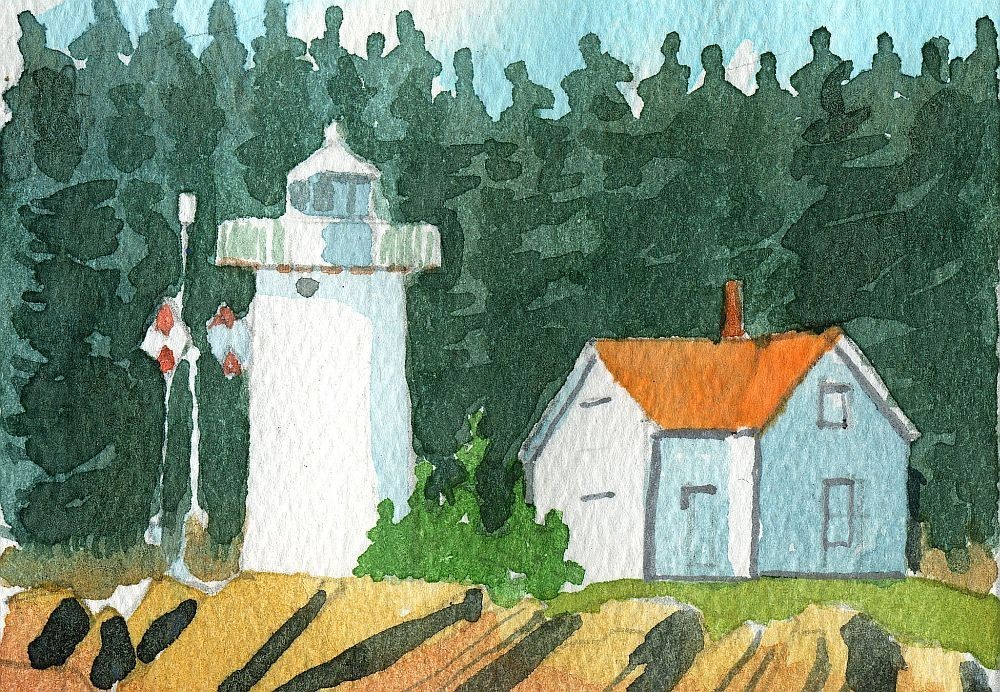 Little River Lighthouse Cutler Maine Coast Watercolor Notecards