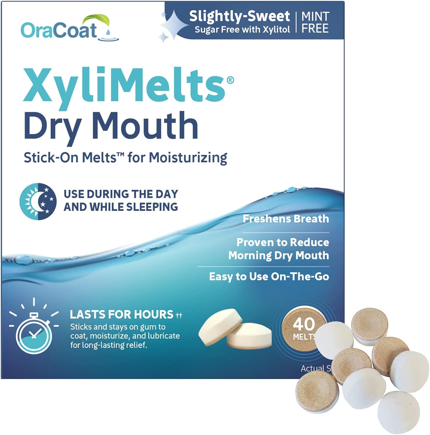 Oracoat Xylimelts for Dry Mouth Night Time or Day - Moisturizing Dry Mouth Adher