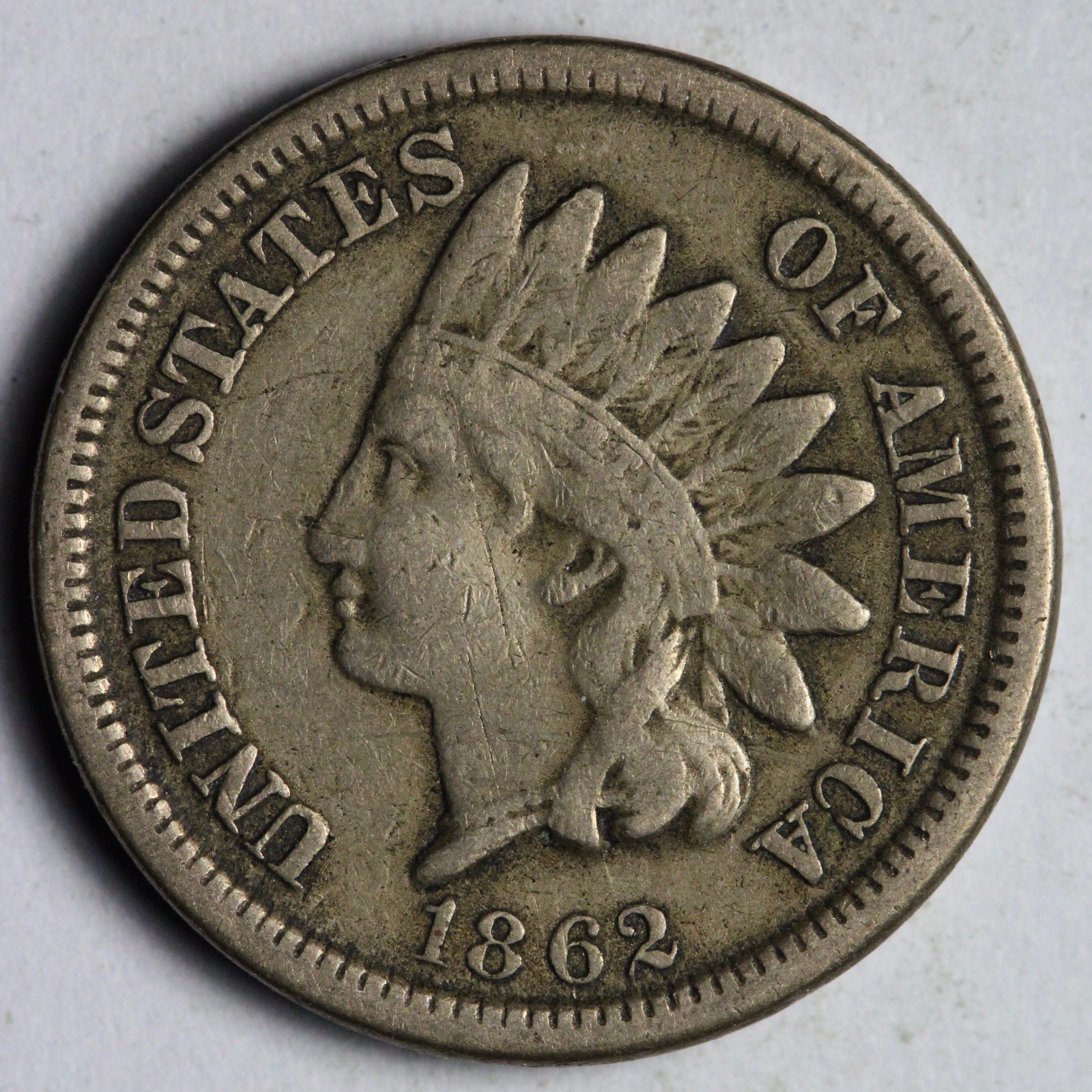 1862 Indian Head Cent Penny FINE E135 ZAL